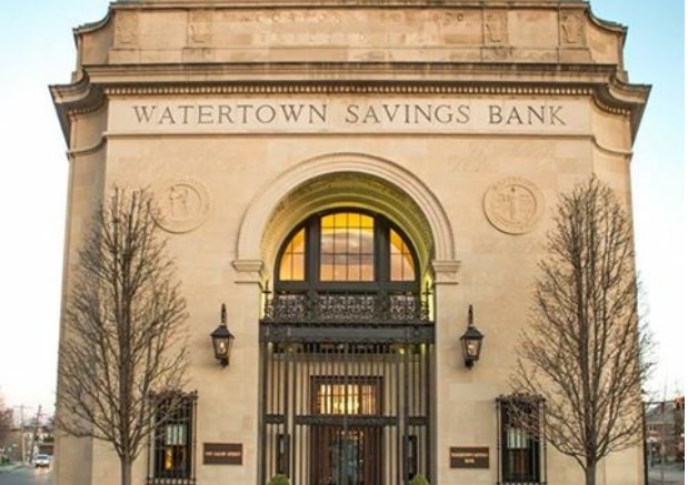 The historic front of Watertown Savings Bank